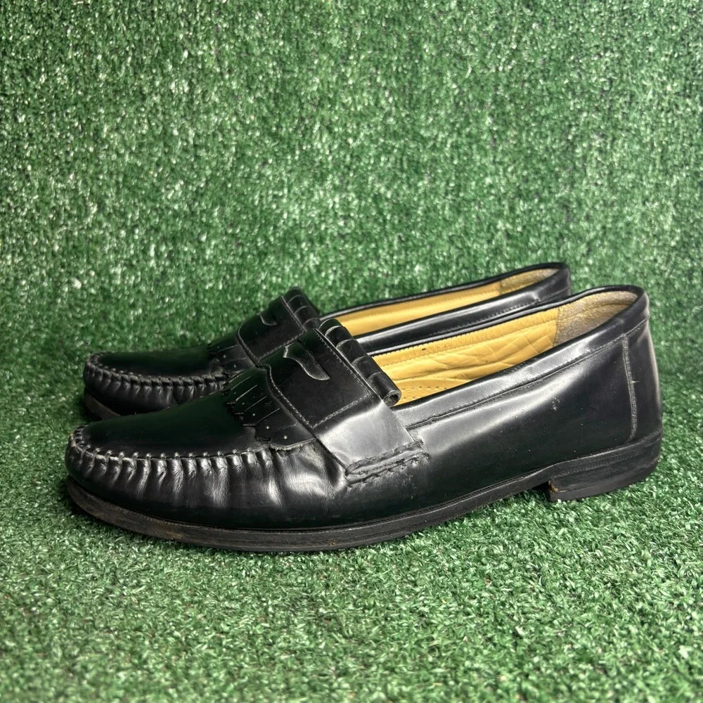 G.H. Bass Weejuns Kiltie Leather Classic Loafers Black Mens Shoes‎ Size 10.5 D
